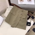 thumbnail image 3 of Women Shorts Skirts Korean Irregular A Line Wide Leg Shorts Office Lady Elegant High Waist Solid Casual Suit Short Pants, 3 of 5