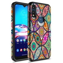 Moto E 2020 Case, KAESAR Slim Hybrid Dual Layer Shockproof Hard Cover Graphic Fashion Cute Colorful Silicone Skin Cover Armor Case for Motorola E 2020 (Colorful Mandala)