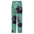 thumbnail image 5 of Tropical Peacock Floral Print Winter Female Pants Flannel High Waist Women Pants Lady Warm Straight Leg Plush Trousers, 5 of 7