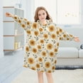 thumbnail image 5 of FORMRS Wearable Blanket Hoodie with Sleeves for Kids Cozy Flannel Sweatshirt, Beige Sunflower Pattern, 5 of 7