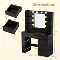 thumbnail image 2 of Zimtown Makeup Vanity Desk, Vanity Desk with Mirror & 6 Drawers, Large Dressing Table with Adjustable Lights & Side Rack, Black, 2 of 8