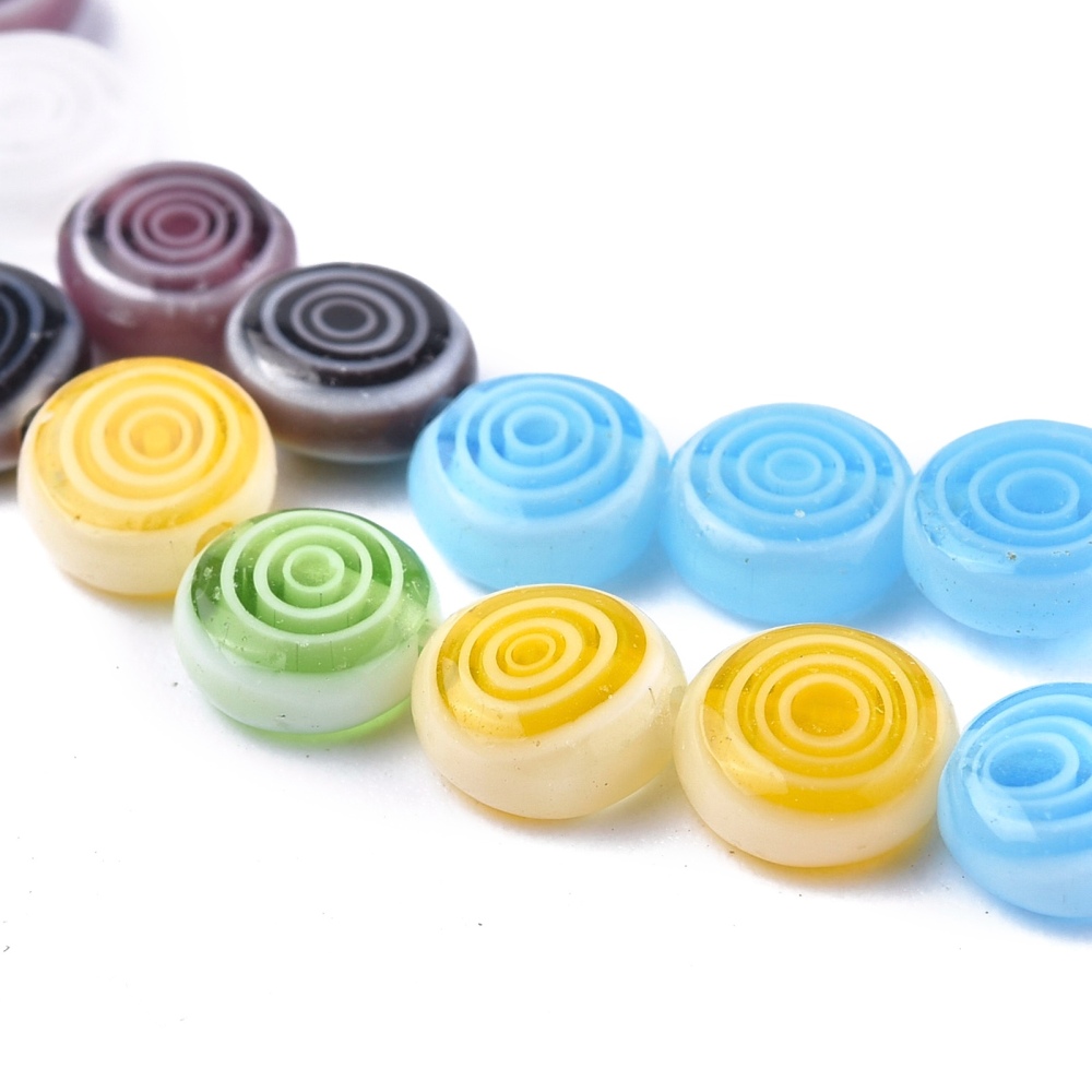 Flat Round Handmade Millefiori Glass Beads Mixed Color 6x3mm Hole: 0.5mm about 65pcs/strand 14.1 inch DIY