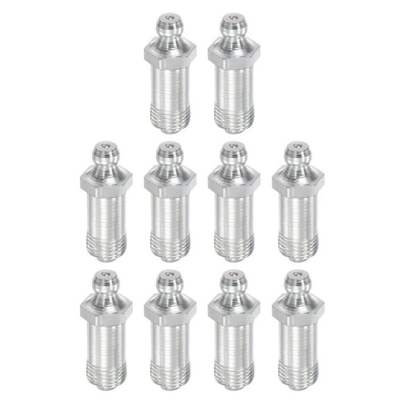 Unique Bargains Steel Straight Hydraulic Grease Fitting G1/8 Thread 11mm Width 10 Pack