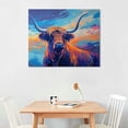 thumbnail image 2 of Orinice Cow Pictures Wall Decor Banksy Graffiti Freedom Highland Cow Wall Art Coloful Cow Canvas Wall Art Print Modern Cow Painting for Living Room Bedroom Home Office  16x12in, 2 of 6