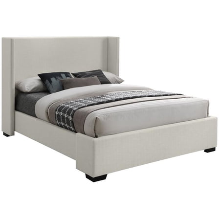 Maklaine 53''H x 69''W x 86.6''D Beige Linen Textured Fabric Queen Bed