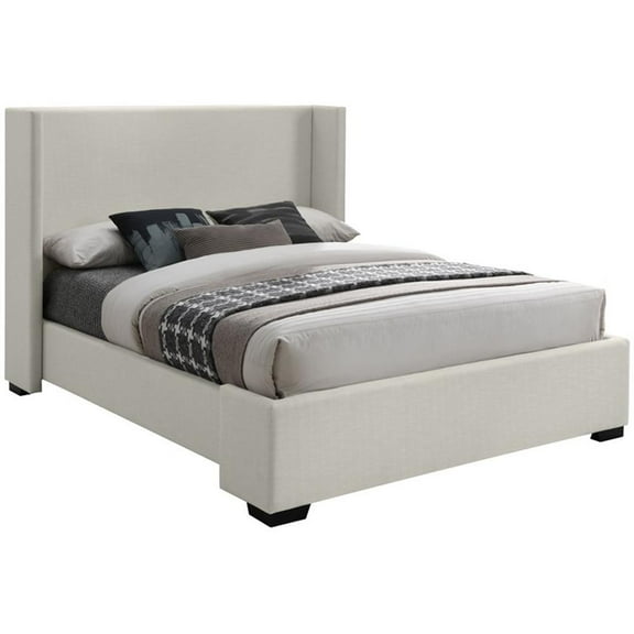 Maklaine 53''H x 85''W x 86.6''D Beige Linen Textured Fabric King Bed