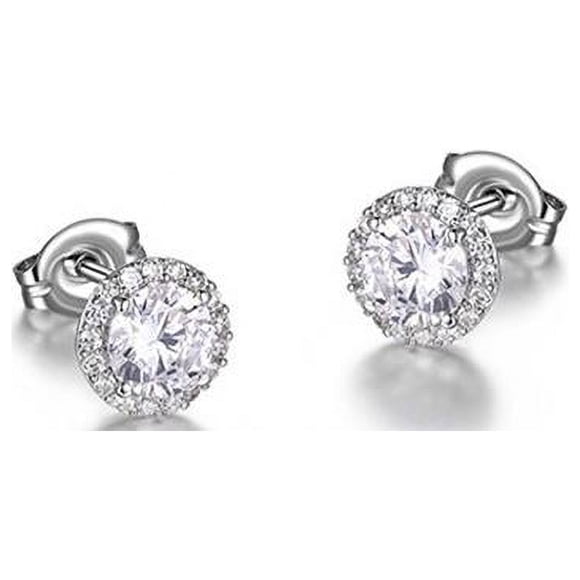 Cheri Jadore ER2X347-W Boucles d'Oreilles Rondes en Zircon Cubique Diamondlite 5 mm, Argent
