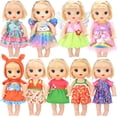 thumbnail image 4 of K.T. Fancy 9 Pcs Alive Baby Doll Clothes Set,  10-12 inch Girl Doll Outfits Accessories with Jumpsuit & Skirts, 4 of 8