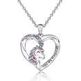 thumbnail image 1 of Collar de unicornio para mujeres y niñas, collar con colgante de corazón de piedra CZ con mensaje "You Are Magical", joyería para fiesta de cumpleaños de Navidad, regalo para hija y abuela, 1 of 4