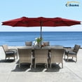thumbnail image 2 of Clihome  15 Ft Umbrella Outdoor Rectangular Crank Market Umbrella with Base Red, 2 of 5