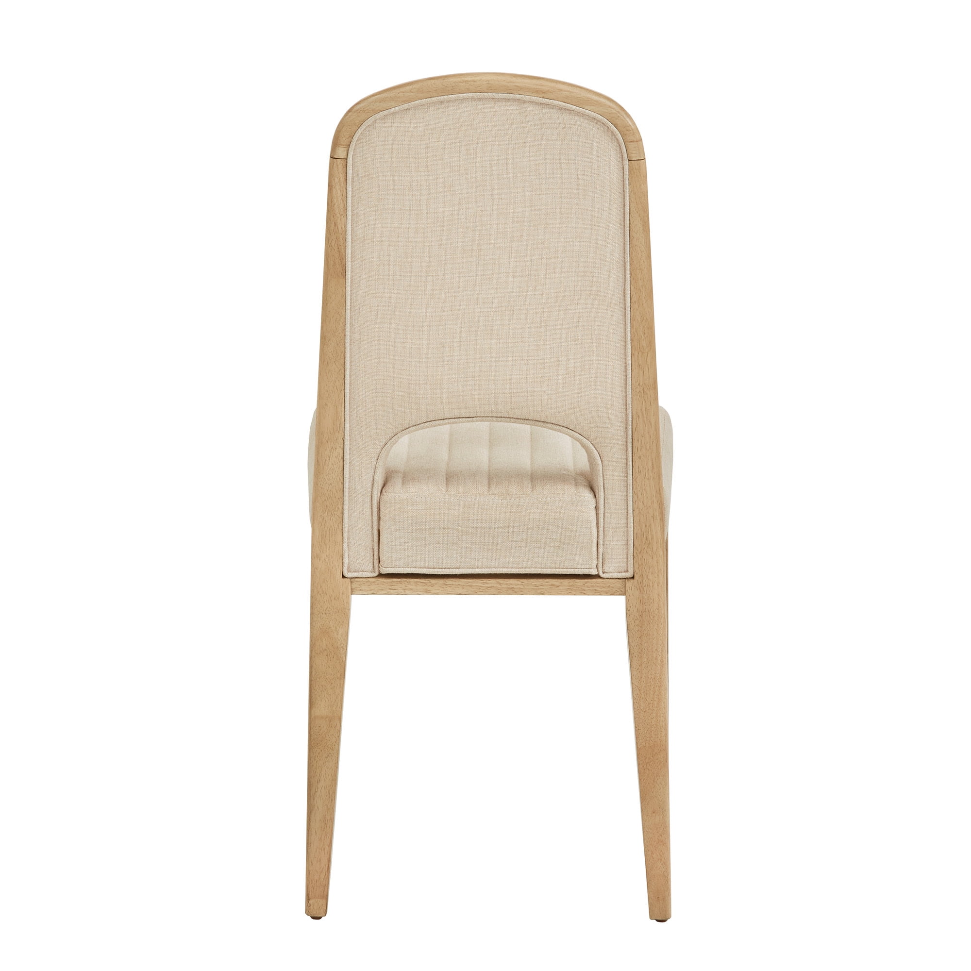 Weston Home Alta Wood Finish Cream Fabric Channel Stitching Dining Chair, Set of 2, Oak Wash