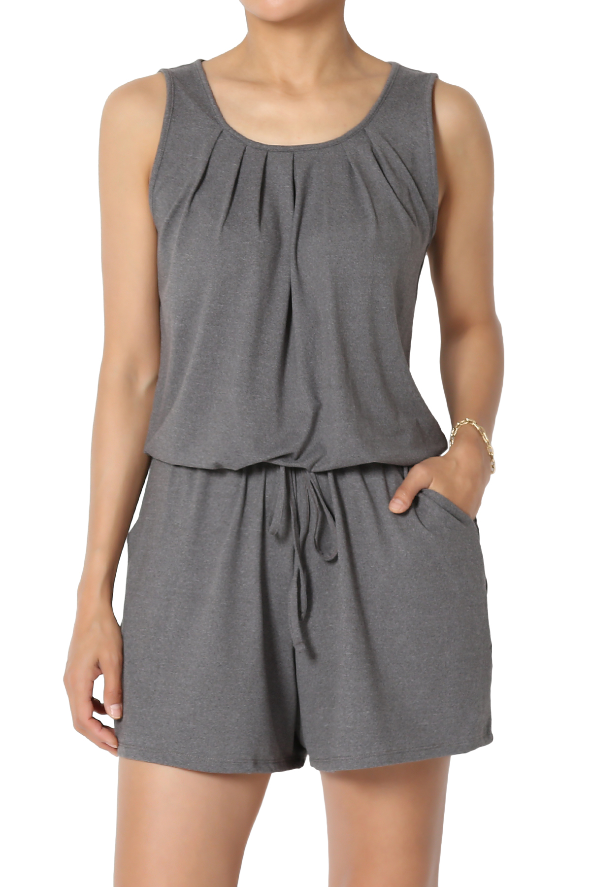 TheMogan Women's SXL Summer Casual Solid Sleeveless Romper Short