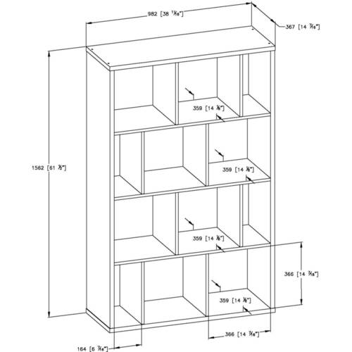 South Shore Reveal Shelving Unit with 12 Compartments, Multiple Finishes