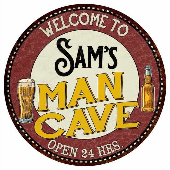Sam's Man Cave 14" Round Metal Sign Kitchen Bar Wall Decor 100140035027