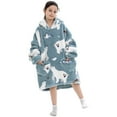 thumbnail image 2 of Wearable Blanket Hoodie for Kids  Thick Sherpa Sweatshirt with Elastic Sleeves and Giant Pockets Super Warm and Cozy Fuzzy Plush Fleece Blanket Jacket Animal Pattern, 2 of 10