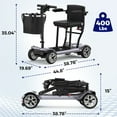 thumbnail image 5 of STACOO 4 Wheel Mobility Scooter for Seniors & Adults, 400lbs Capacity, Foldable Electric Powered Scooter, 25+ Mile Long Range , with 2 Removable Lithium Batteries, 5 of 9