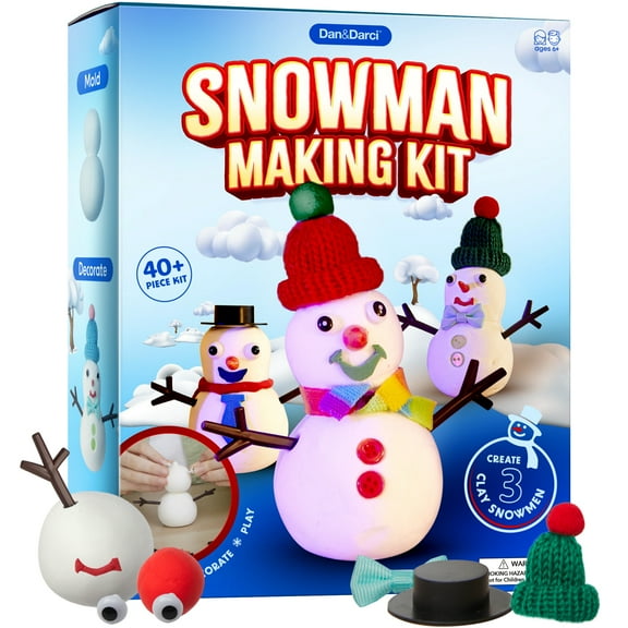 Dan&Darci Snowman Making Kit for Kids - Build a Snow Man Craft Kits for Girls, Boys, Toddlers Ages Kid Winter Christmas Crafts Activities Stocking Stuffers Fun Toys Ideas for 6, 7, 8 Year Old