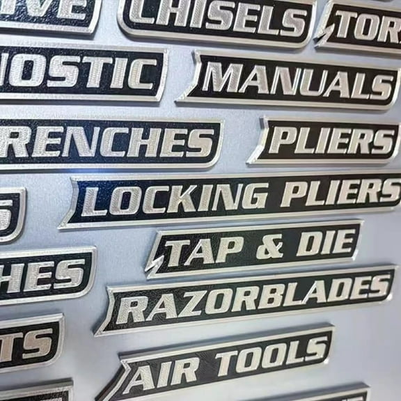 Toolbox Labels,12/24/36 Pack of Tool Box Labels, Durable 3D-Printed Metal Tool Box Drawer Tags, Reusable Tags for Steel Toolboxes, Carts, Drawers(12pcs)