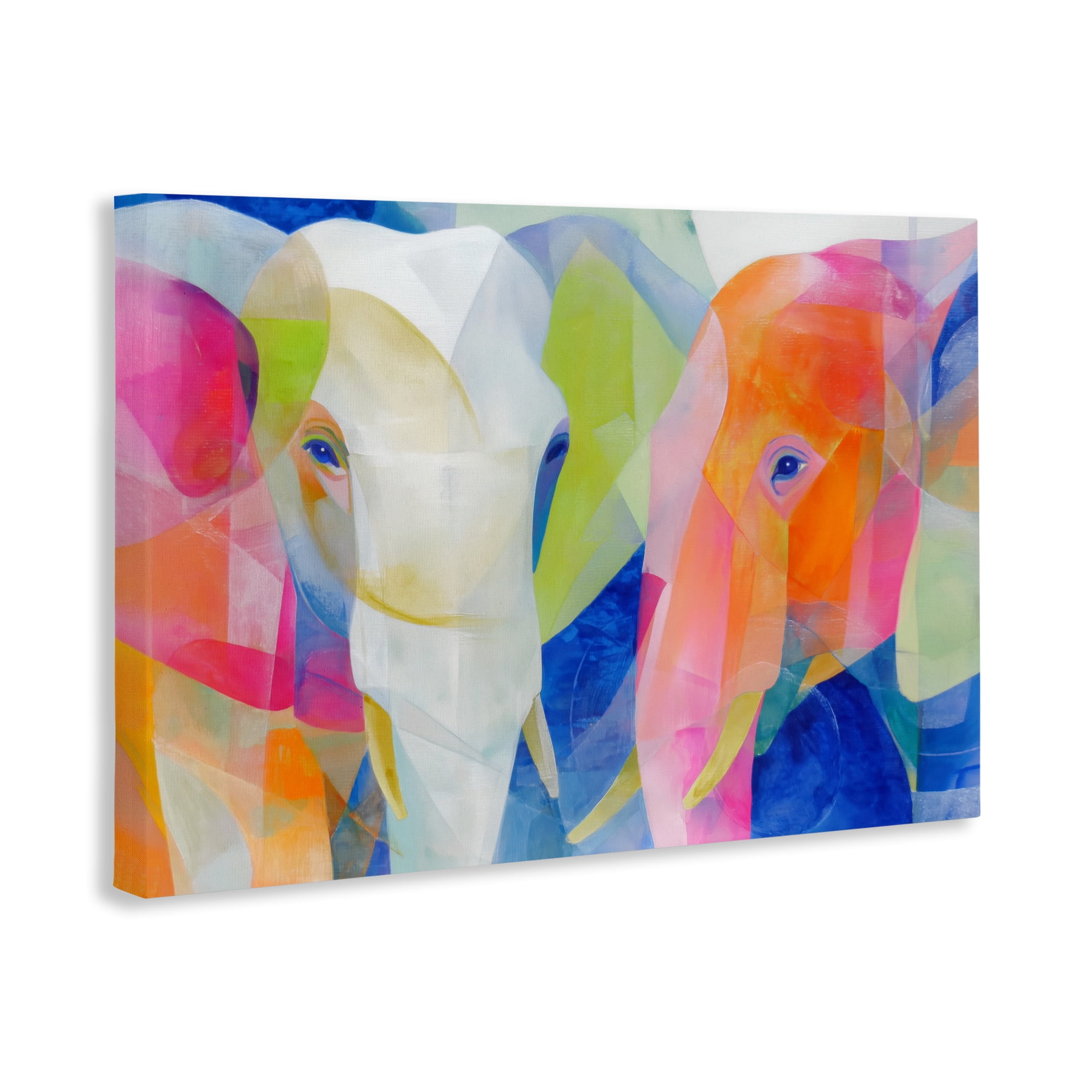Stupell Industries Two Elephants Geometric Composition Canvas Wall Art, design by Chromatic Storm Studio