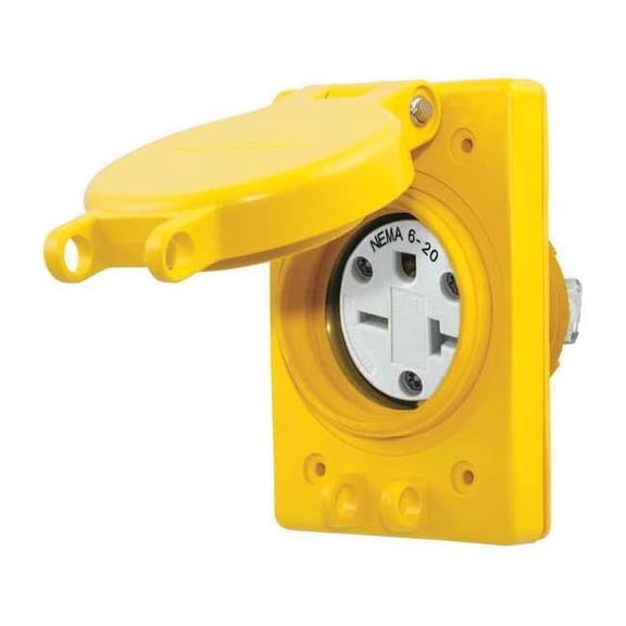 Watertight Receptacle, Receptacle, 250V AC, 2 Pole, 3 Wire