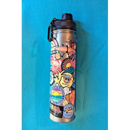 Life is Good 24oz Stainless Steel Insulated Tumbler Roam Bottle Sticker Collage