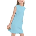 thumbnail image 5 of Jinhomg Sleeveless Summer Dress for Girls Casual Solid Midi Tank Dresses with Pockets Light Blue 11 Years, 5 of 9