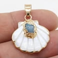 thumbnail image 3 of K-KED 10pcs Natural Agates Druzy Stone Gold plated Druzy White Scallop Shell Pendants-B, 3 of 8
