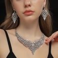 thumbnail image 5 of AEXTO Wedding Bridal Jewelry Set Crystal Rhinestone Statement Necklace Vintage Collar Necklace Dangle Earrings Set for Women, 5 of 14