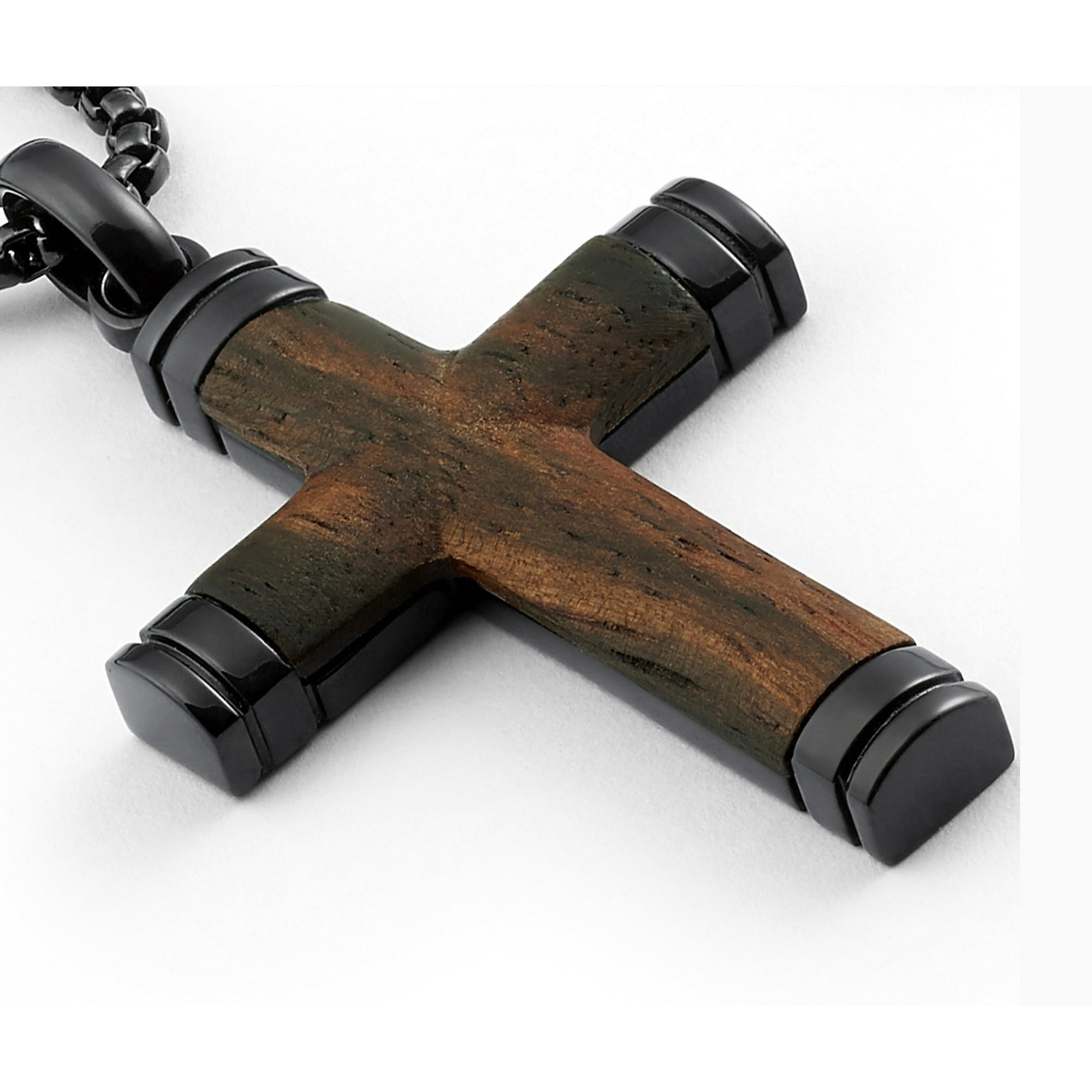 Black wooden cross necklace deals