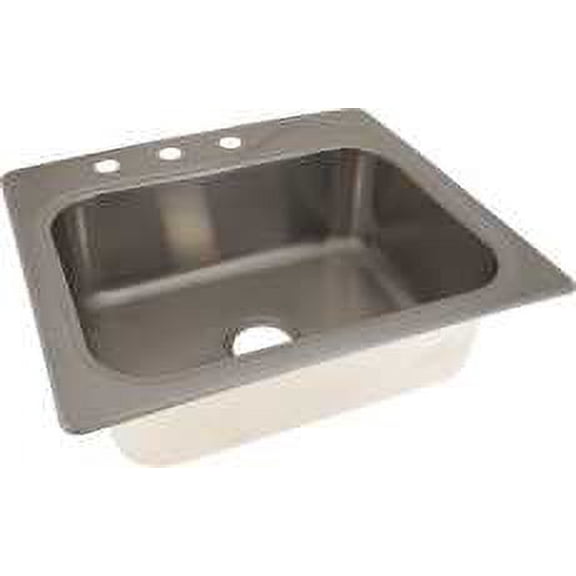 Stainless Steel Sink Single Bowl 19 Ga 3-Hole 25 X 22 X8