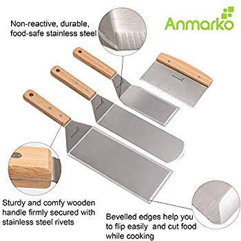 Details about / Turner Spatula SetProfessional Flat Top Burger Pancake Heavy Duty Griddle Grill