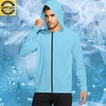 thumbnail image 2 of Yyeselk Men's Zip Up Sun Protection Hoodie Shirt UPF 50+ Long Sleeve Hooded Jacket Rash Guard Lightweight Swimming Fishing Shirts Sky Blue XL, 2 of 5