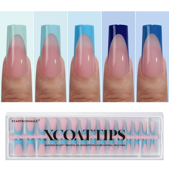 Press On Nails BtartboxNails XCOATTIPS French Tips, color azul, 150 unidades