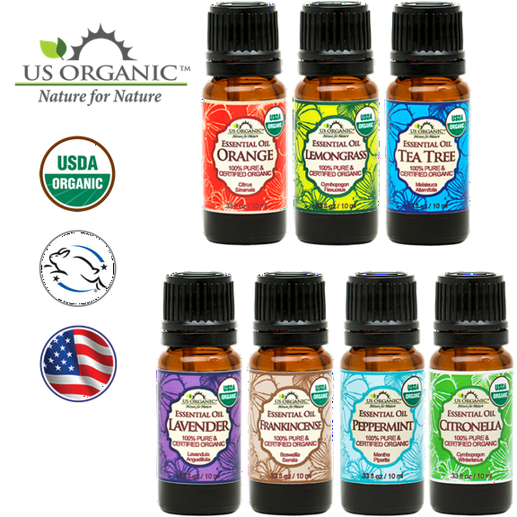 7 Essential Oil Collection, USDA Certified Organic. Therapeutic Grade.