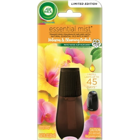 Air Wick Essential Mist Refill, 1 ct, Hibiscus and Blooming Orchids, Essential Oils Diffuser, Air Freshener