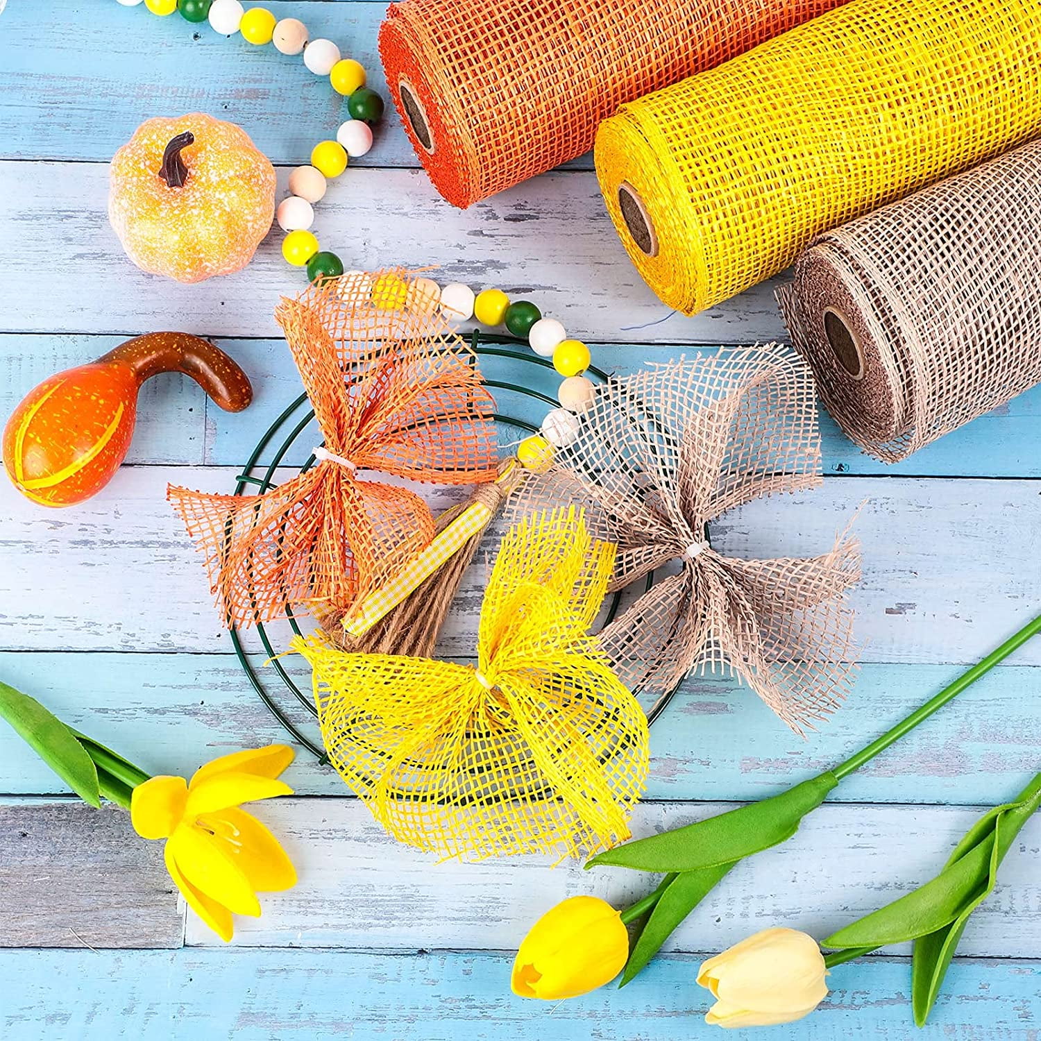 10 inch yellow burlap roll