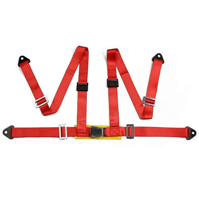 Cinturones de seguridad de carreras Estilo Competición Cinturón de seguridad de 4 puntos a presión de 2' Arnés de carreras Cinturón de seguridad Arnés de asiento con Camlock (rojo)