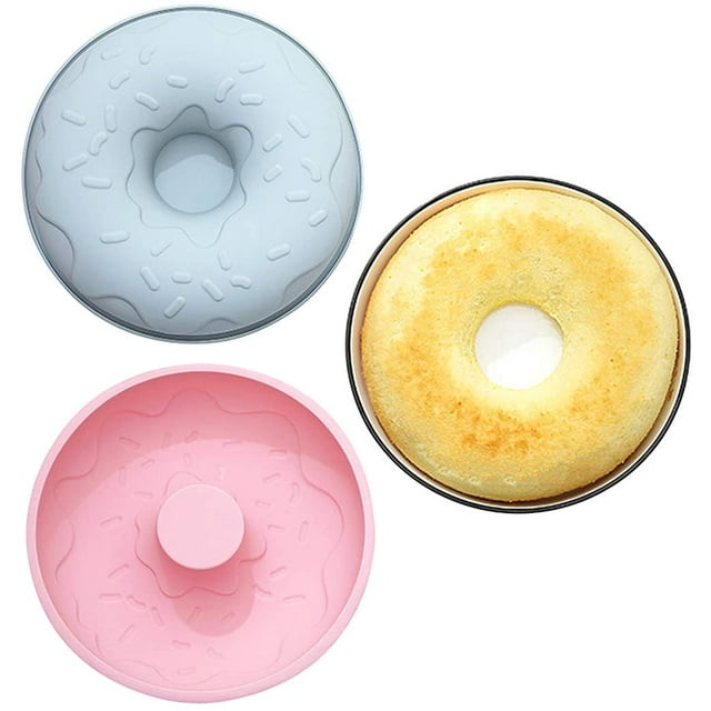 8 Inch Round Silicone Cake Molds Savarin Cake Molds, 2 Pcs Bundt Pan Large Doughnut Molds, Chiffon Cake Tube Pan, Non-Stick Mousse Bread Savarin Cake Baking Mold