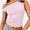 Pink, variant on Womens Summer Off The Shoulder Sleeveless One Shoulder Ruched Asymmetrical Going Out Tank Crop Tops Shirts