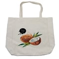 thumbnail image 1 of Tropical Shopping Bag, Hand Drawn Aquarelle Coconut with Brush Marks Fruit of Hawaii Leaves, Eco-Friendly Reusable Bag for Groceries Beach and More, 15.5" X 14.5", Cream, by Ambesonne, 1 of 2