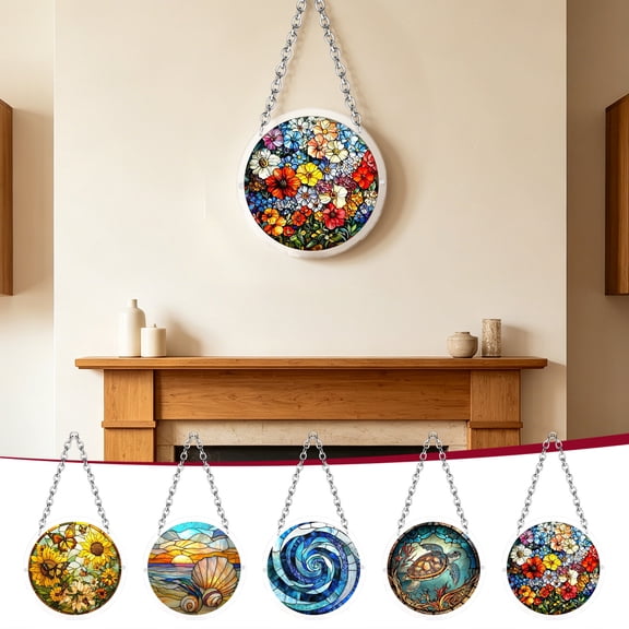 AZXY Stained Glass Style Sea Turtle Acrylic Puzzle Suncatcher, 7.87in Ocean Life Window Hanging Ornament, Indoor Home Decor, Thoughtful Gift for Animal Lovers