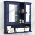thumbnail image 1 of Taohfe Botiquín Azul Botiquines Para Baño Con Espejo 2 Puertas 3 Estantes Abiertos Gabinete De Baño Montado En La Pared Gabinete De Almacenamiento De Baño De Madera Sobre Inodoro Gabinete De Baño Lava, 1 of 5