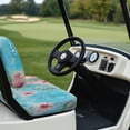 thumbnail image 6 of Pzuqiu Underwater Sea Turtle Hibiscus Golf Cart Seat Cover Set - Breathable Stretchable Polyester, All-Weather Protection, Easy Install for 2-Passenger Carts, 6 of 10