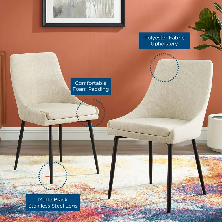 Modway Viscount Upholstered Fabric Dining Chairs Set of 2 in