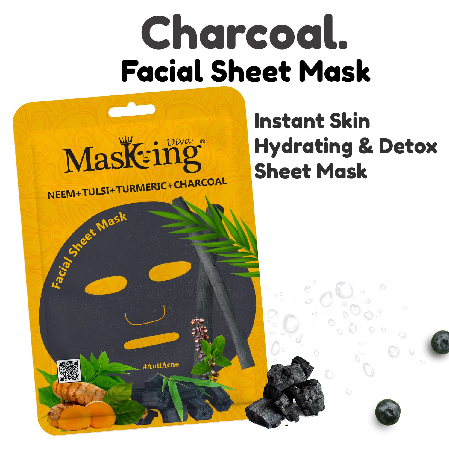 Masking Diva Charcoal Face Sheet Mask Natural Serum Facial Sheet Mask ...