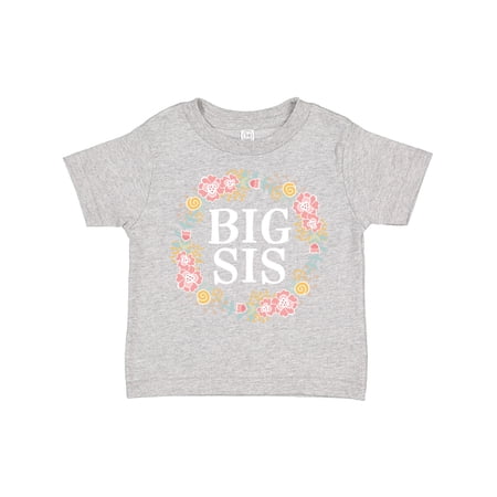 Inktastic Big Sis Rose Floral Wreath Sister Girls Toddler T-Shirt