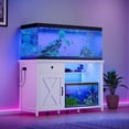 thumbnail image 2 of DreamCurship 55-75 Gallon Aquarium Stand with Storage Cabinet & Power Outlets LED Light, Fish Tank Stand with Drawer & Barn Door, Suitable for Fish Tank Stand, Turtle Tank, Reptile Terrarium, White, 2 of 6