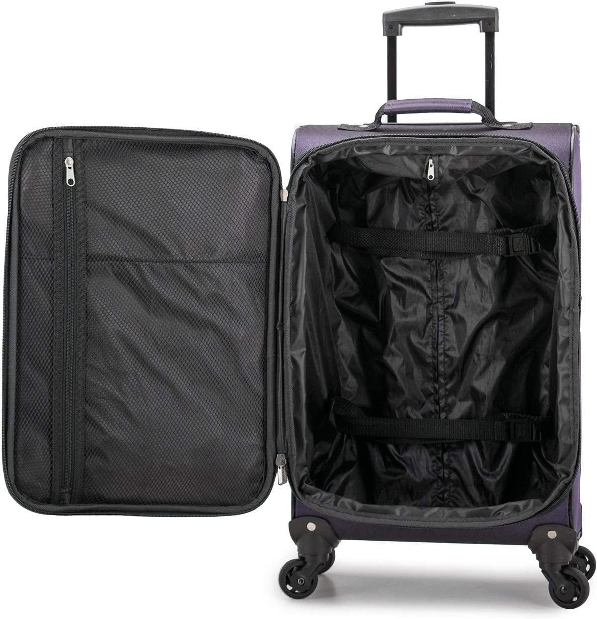 U.S. Traveler Aviron Bay Expandable Softside Luggage with Spinner Wheels, Purple, 22" Carry-on