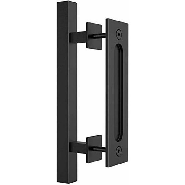 Homlux 12 Sliding Barn Door Handle Pull And Flush Set Black Classic Square Com Homlux 12 Sliding Barn Door Handle, Sliding Barn Door Handle Set