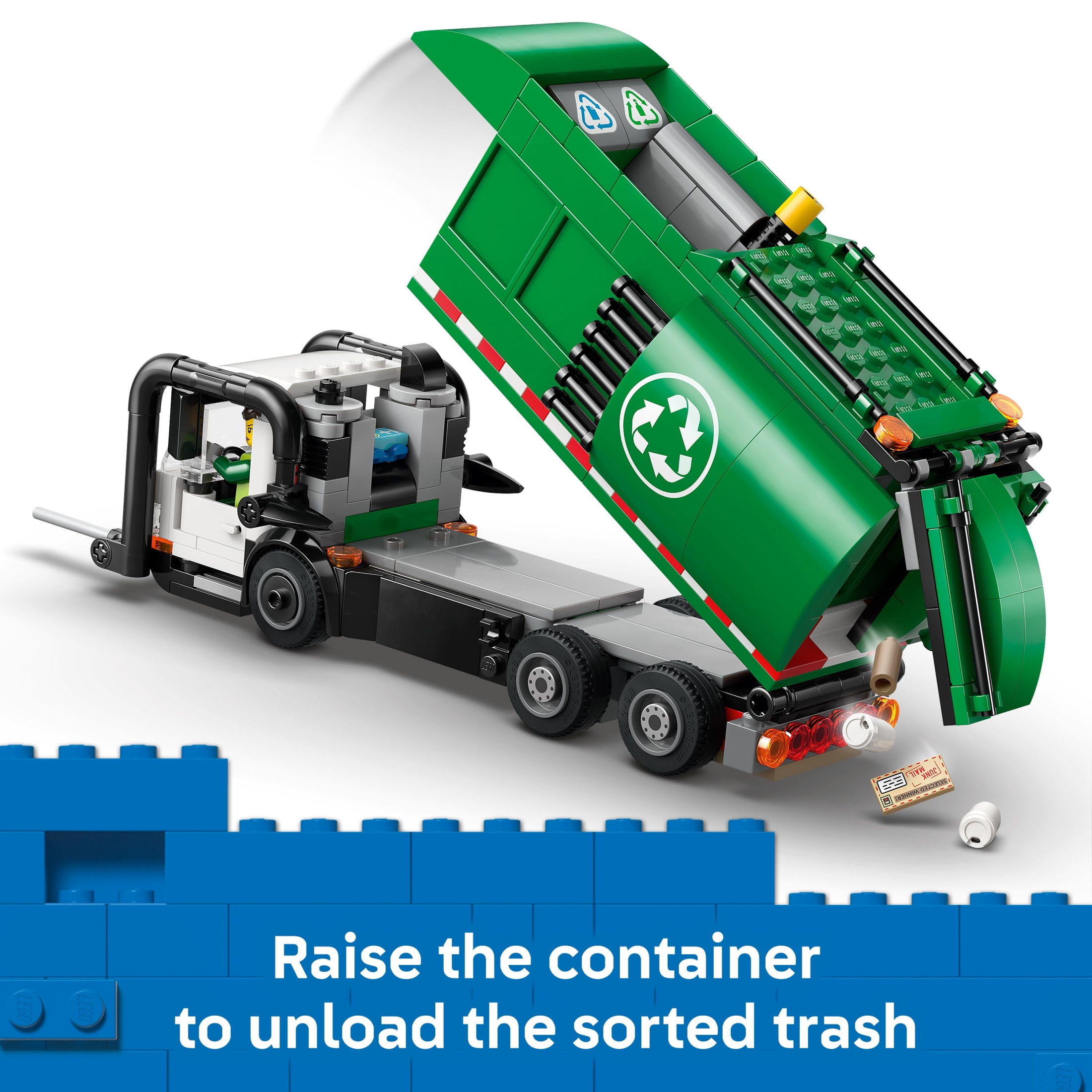 LEGO City Recycling Truck Toy - Building Set for Boys & Girls, Ages 7+ - Trash Truck Toy W/ Garbage Loading Function - Birthday Gift Ideas for Kids - 60495